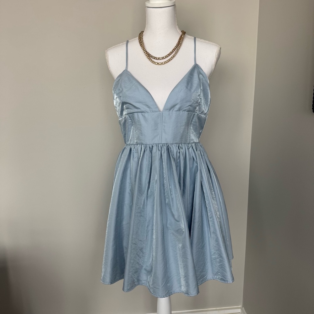 The Vintage Shop Light Blue Satin Dress
